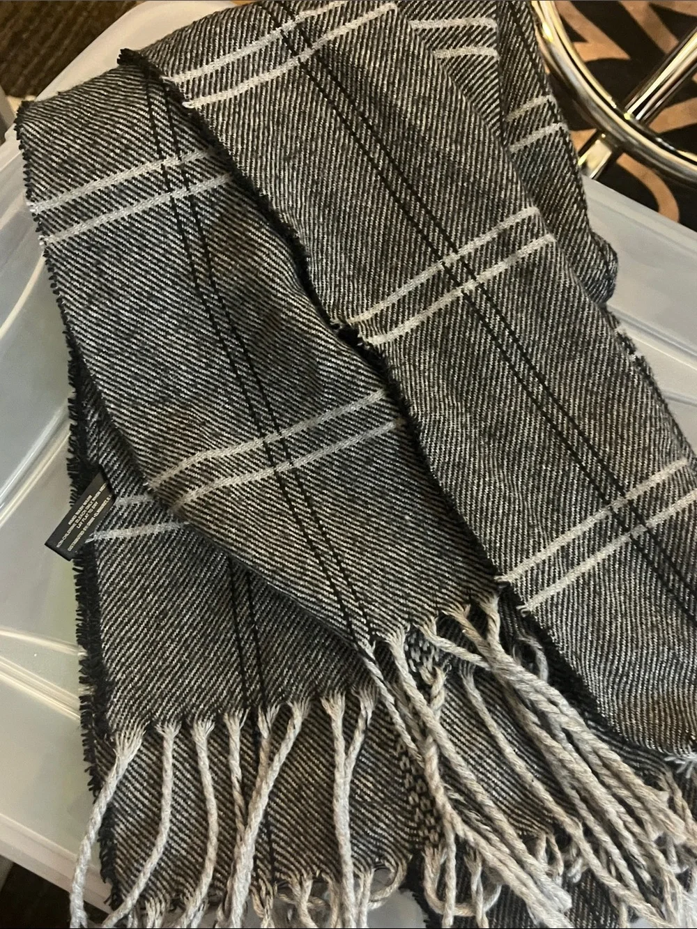 Men’s Grey plaid Cambridge scarf Britt’s Knits S75